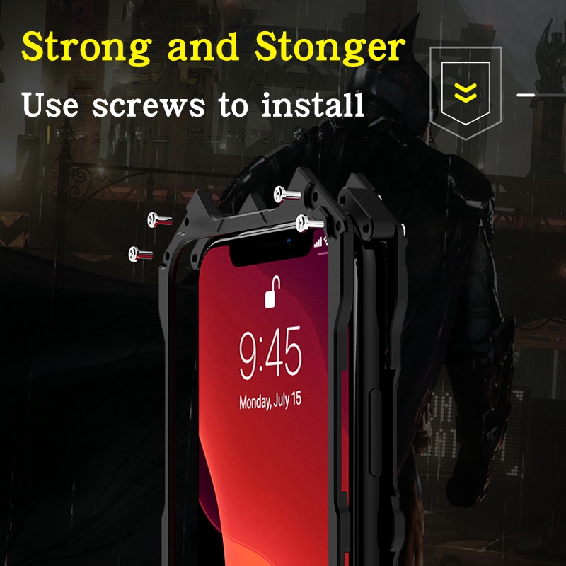 Ốp điện thoại kim loại bề mặt nhám thiết kế Batman cho Iphone 12 mini i11 Pro Max XSmax XR XS X 8 7 6s 6 Plus