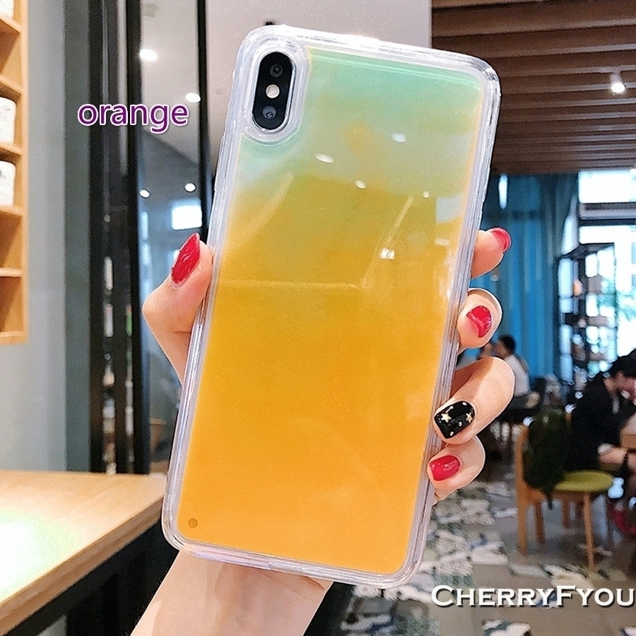 Ốp lưng cát chảy màu neon cho IPhone 6s 7 8 Plus X XS Max XR