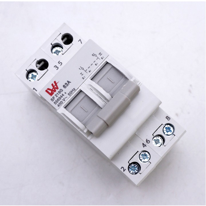 Cầu dao đảo 3 vị trí 63A/2P/220V LW, át đảo chiều, át chuyển nguồn