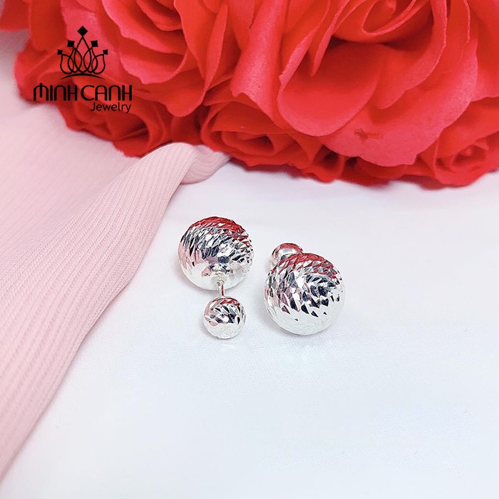 Bông Tai Bạc 2 Đầu To Nhỏ Ren Vặn - Minh Canh Jewelry