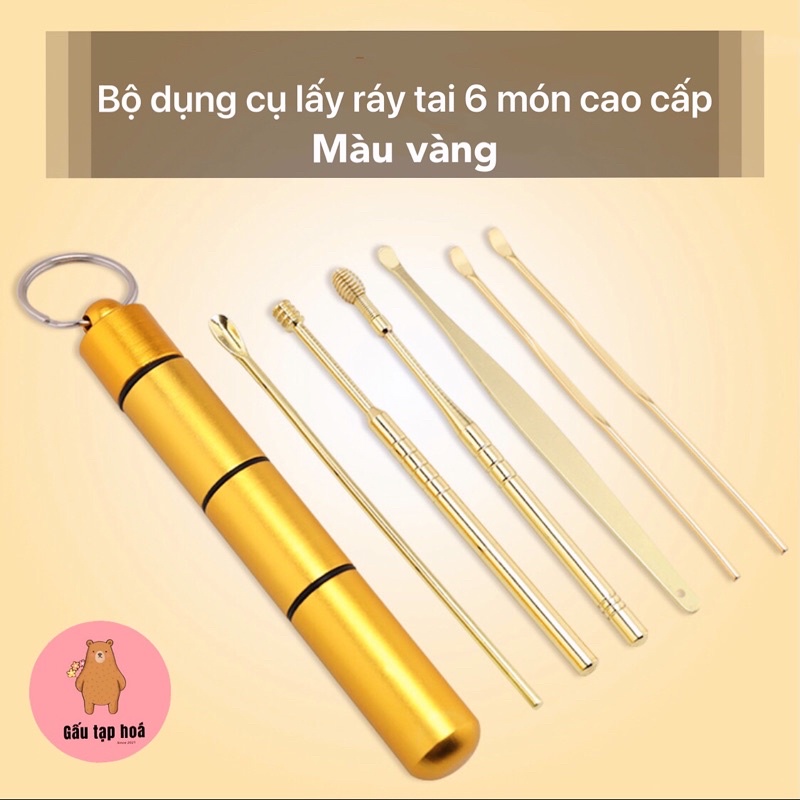 Bộ dụng cụ vệ sinh tai ngoáy tai đồ lấy ráy tai Cao Cấp bằng thép không gỉ cho gia đình