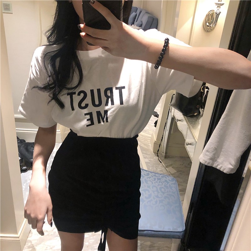 (ORDER)(SẴN ĐEN) Chân váy thun dáng ngắn ôm body cá tính retro thiết kế dây rút xếp ly năng động Hàn Quốc (HOT NEW 2020) | BigBuy360 - bigbuy360.vn