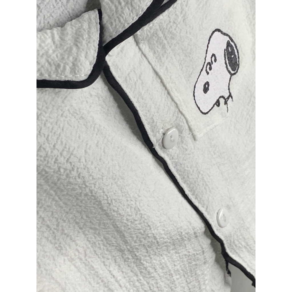 Pijama cho bé, bộ pijama đũi xốp chạy né họa tiết chú chó trên túi ngực cho bé trai bé gái