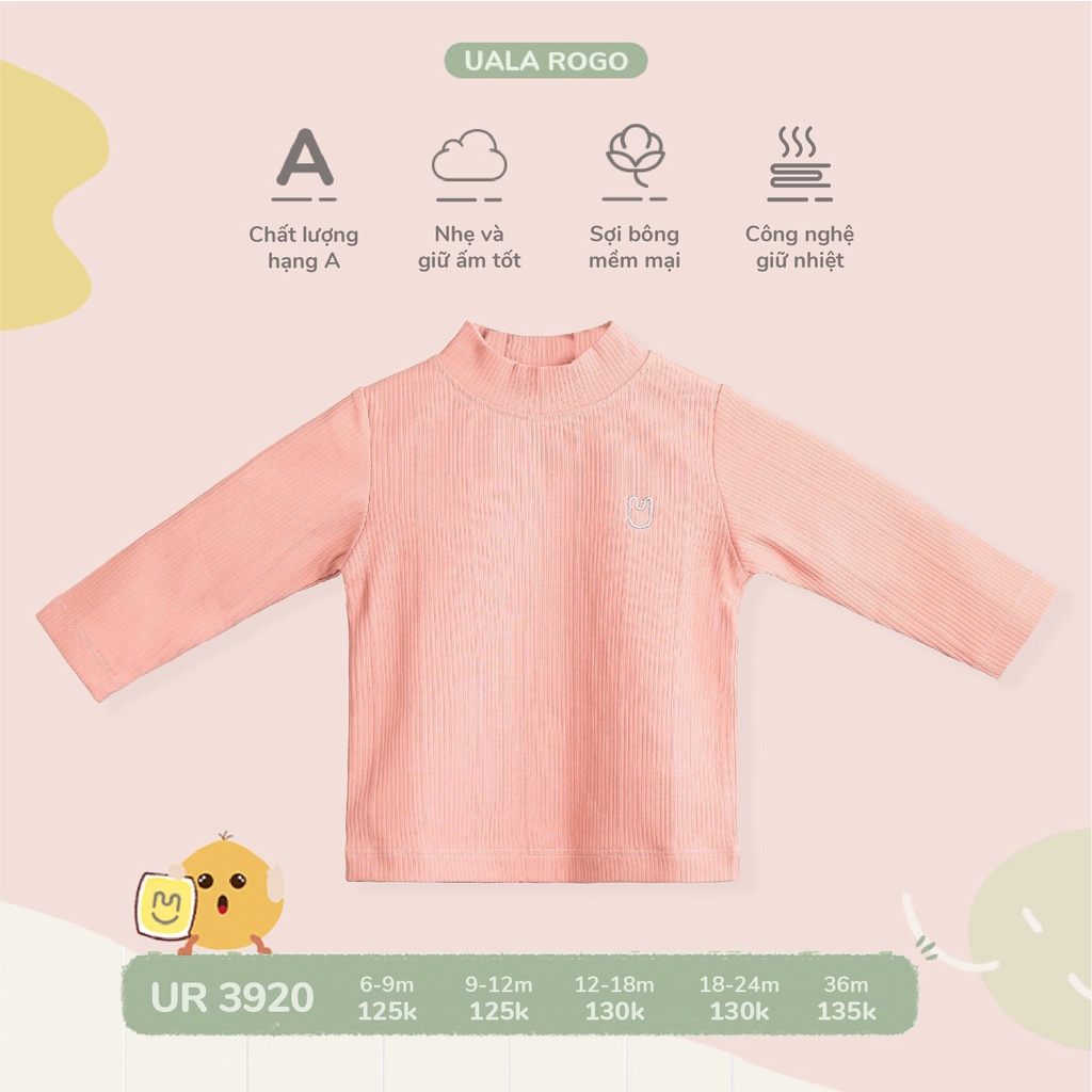 Áo giữ nhiệt cho bé Uala rogo 6 tháng - 2 tuổi cotton nỉ giữ ấm cơ thể co giãn 4 chiều cổ tròn 3920