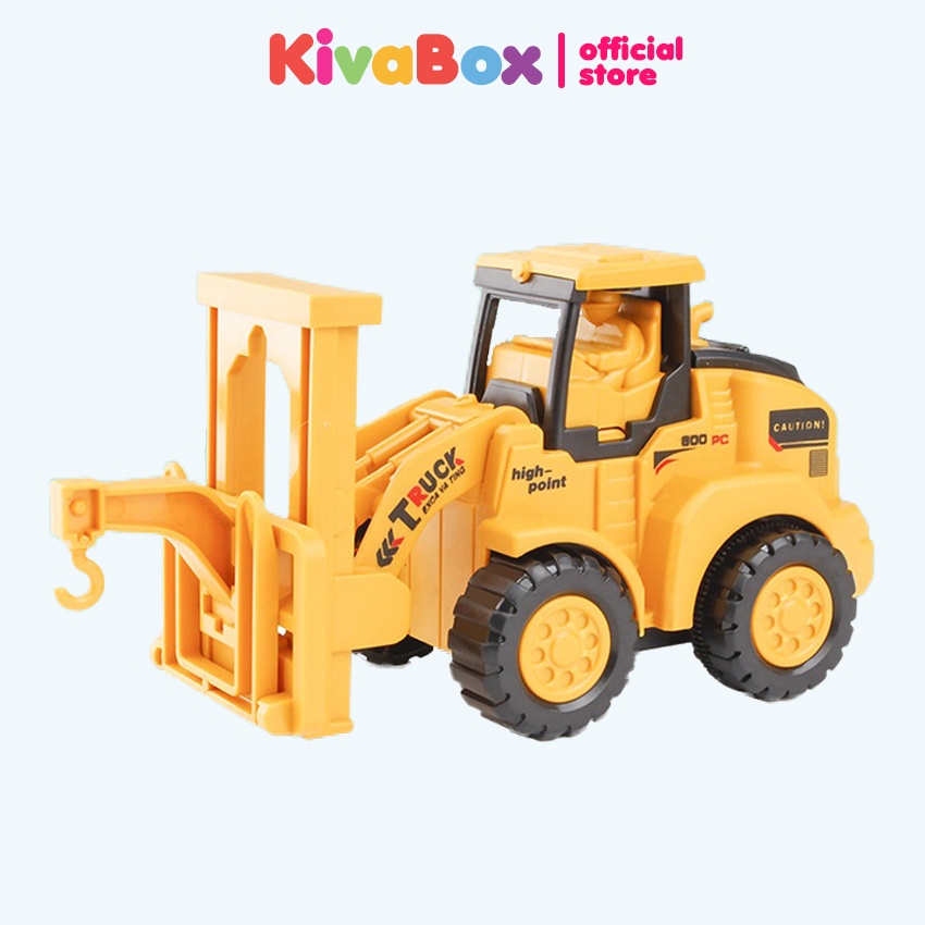 Bộ sưu tập 6 xe xây dựng Kivabox , máy xúc xe cẩu đồ chơi, xe đồ chơi, chất liệu nhựa ABS siêu bền và an toàn