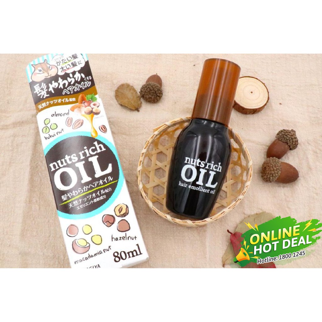TINH DẦU DƯỠNG TÓC CHIẾT XUẤT CÁC LOẠI HẠT YANAGIYA NUTS RICH OIL 80ML CHÍNH HÃNG - 6572
