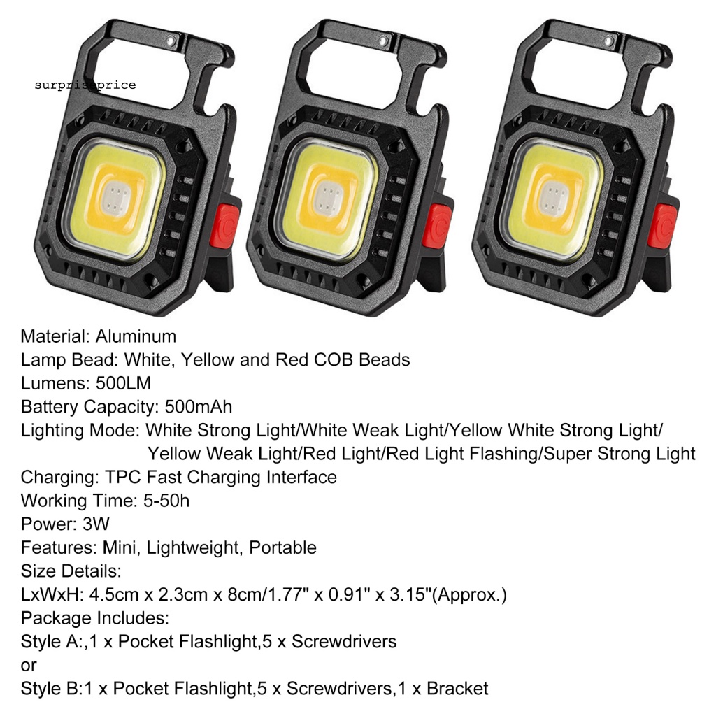 1 Bộ Móc Khóa Đèn Pin Mini Bỏ Túi Kèm Khung 7 Chế Độ Chiếu Sáng