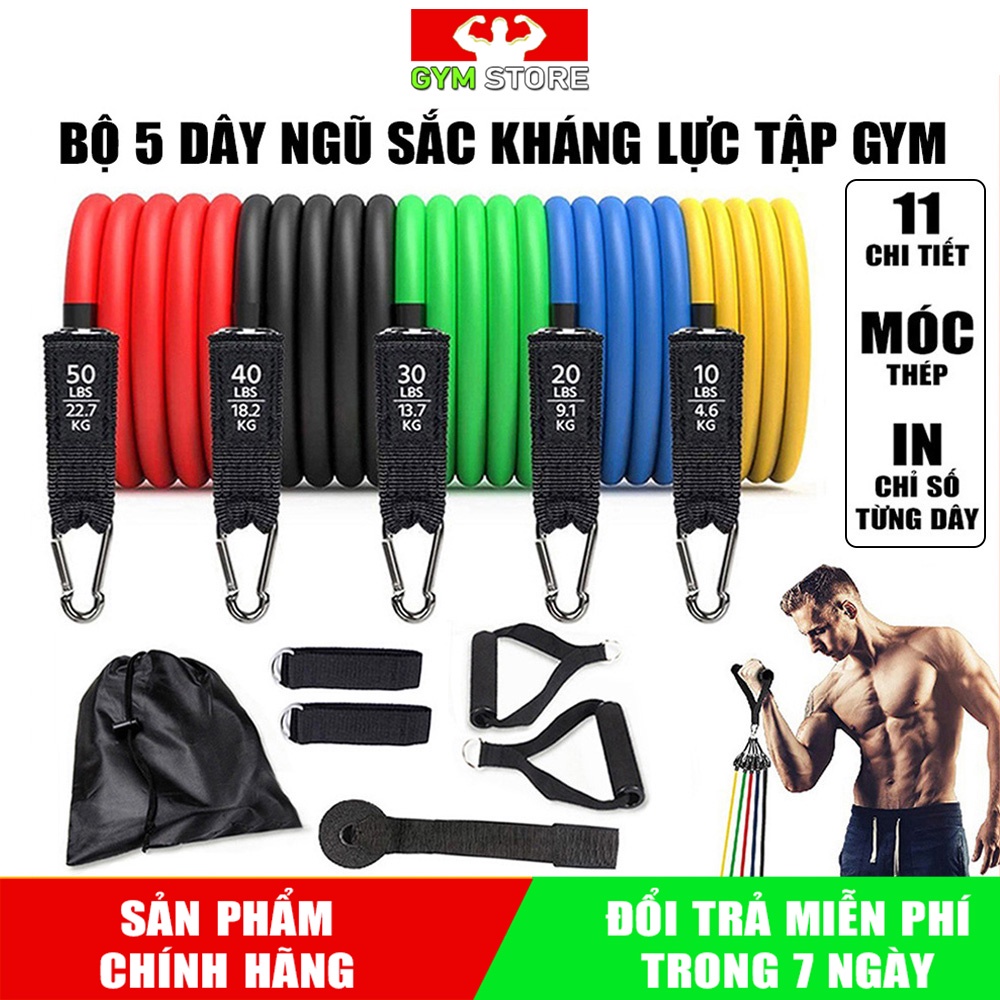 BỘ 5 DÂY CAO SU KHÁNG LỰC TẬP GYM - HỖ TRỢ TẬP TOÀN THÂN