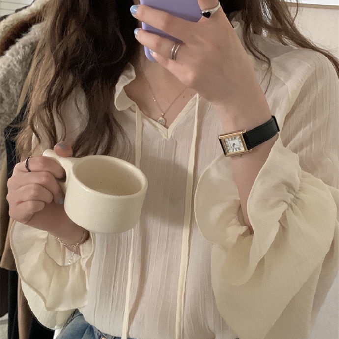 Áo Sơ Mi Chiffon Tay Dài Dáng Rộng Phong Cách Thời Trang Hàn Quốc Mới Dành Cho Nữ 2022