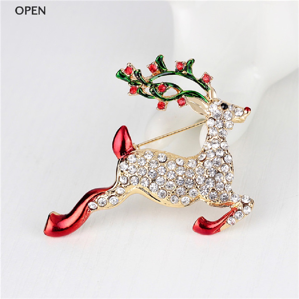 Op 1X Trâm Cài Áo Hình Tuần Lộc Giáng Sinh Pha Lê Đá Thạch Anh Mới Quà Tặng Tông