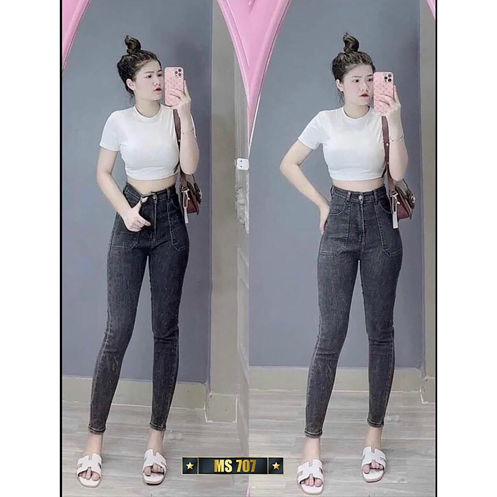 Quần Jean Nữ lưng cao ❤️FREESHIP❤️ Quần jeans nữ rách chất bò co giãn form ôm chuẩn dáng siêu đẹp  A-T Fashion - QJN610