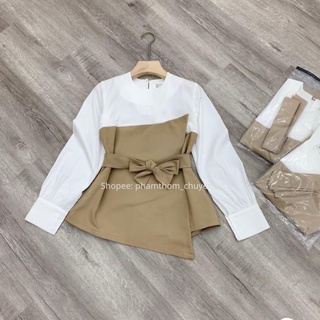 Áo sơ mi váy phối kaki