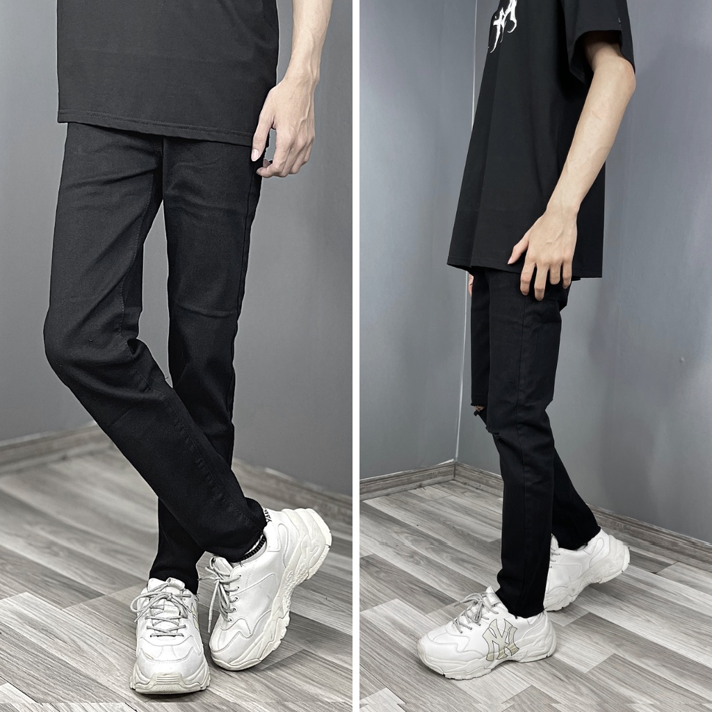 Quần Baggy Đen, Jeans Đen Nam Bò Đen Nam Rách Gối | BigBuy360 - bigbuy360.vn