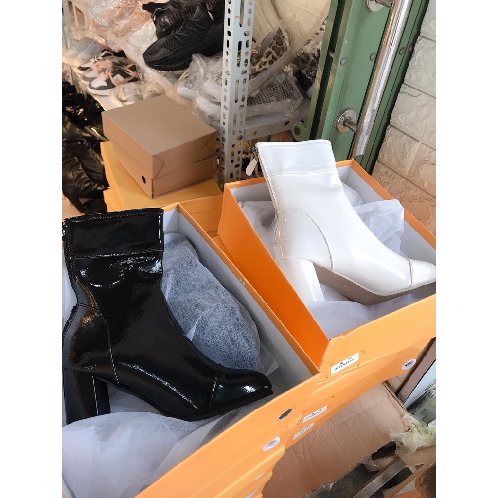 Bốt - Boots thời trang nữ da bóng cổ lửng