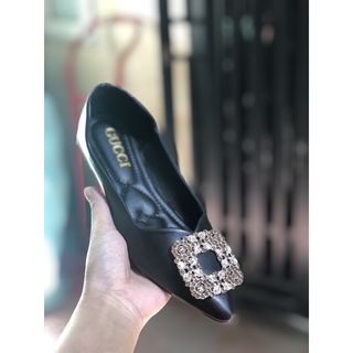 Giày búp bê nữ hoa đá da mềm êm chân