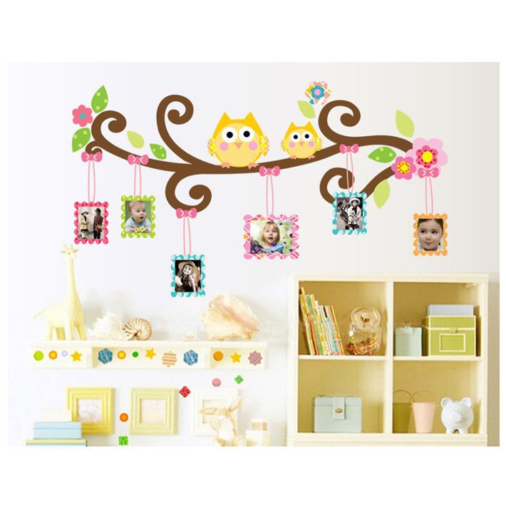 decal dán tường khung ảnh cú mèo