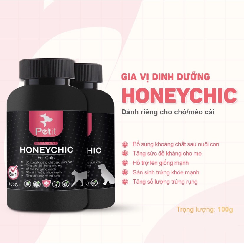 Dinh dưỡng phối giống cho Chó Mèo cái - Gia vị dinh dưỡng HONEYCHIC - Petit Vietnam