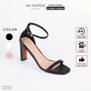 Sandal cao gót nữ Hà Huyền Shoes mũi tròn quai mảnh gót dẹt 9 phân - SD290