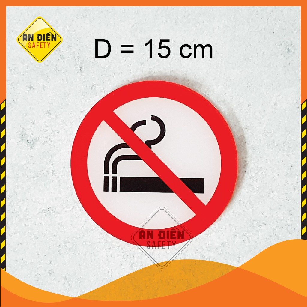 Biển báo An Điền Safety - Biển mica cao cấp NO SMOKING Cấm hút thuốc, Tặng miếng dán tường keo 3M