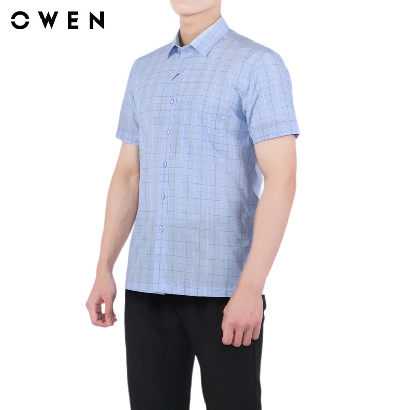 Áo sơ mi ngắn tay Nam Owen Bamboo Body Fit màu Xanh vừa - BA23523N