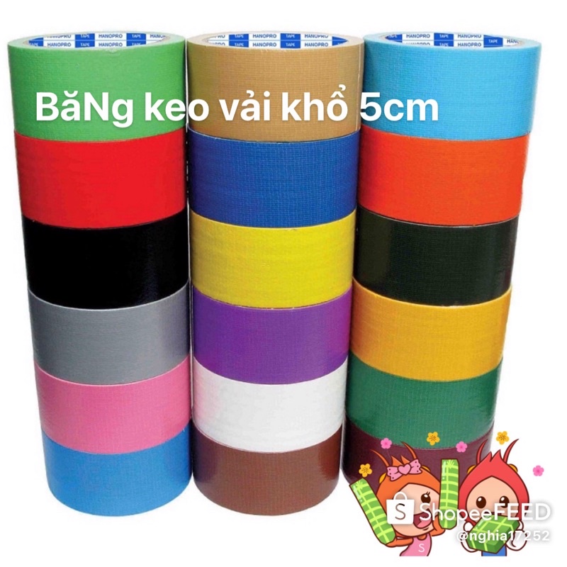 Băng dính vải khổ 5cm đủ các màu cho khách chọn băng keo vải 5cm