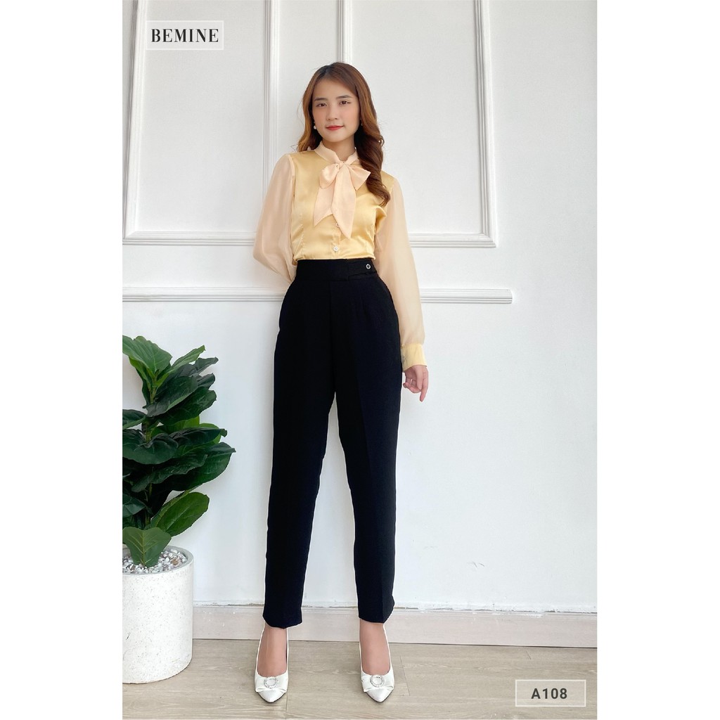 Quần tây nữ ống bó đai kiểu cơ bản BEMINE QT102ĐEN