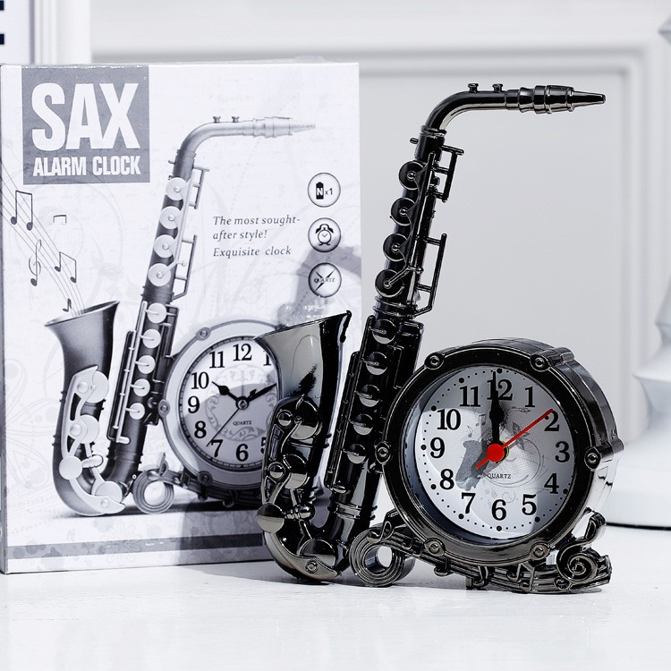 [TẶNG KÈM PIN] Đồng Hồ Báo Thức Hình Kèn saxophone, Đồng hồ để bàn, Đồ lưu niệm độc lạ, Quà tặng ý nghĩa