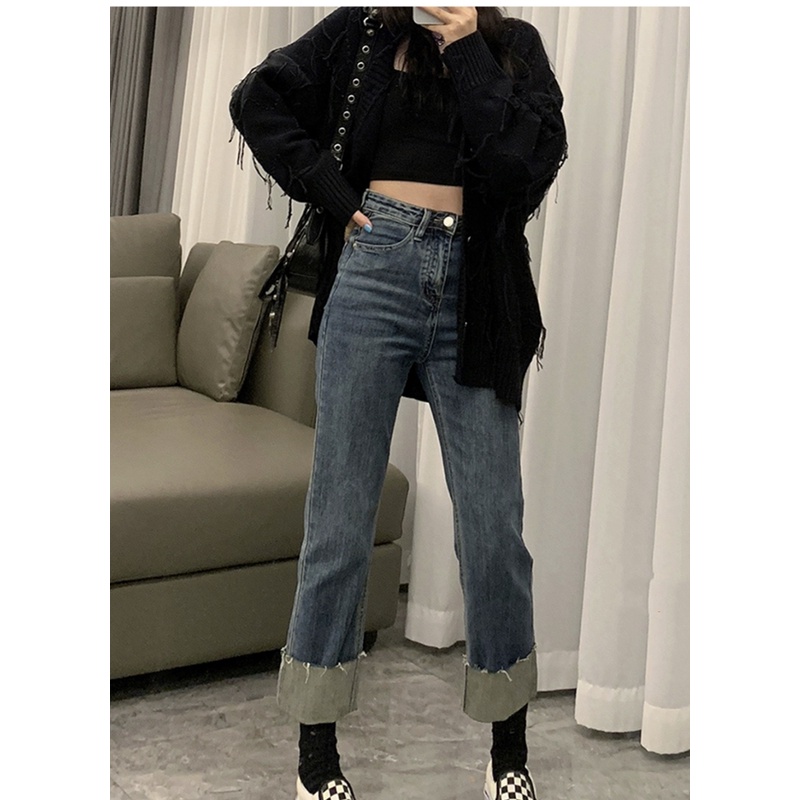 Quần Jeans Nữ Lưng Cao Ống Đứng Thời Trang
