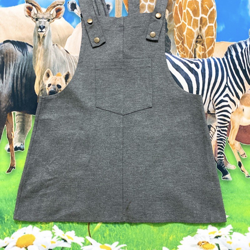 Size M đầm yếm thun umi ngắn màu xám ghi | BigBuy360 - bigbuy360.vn