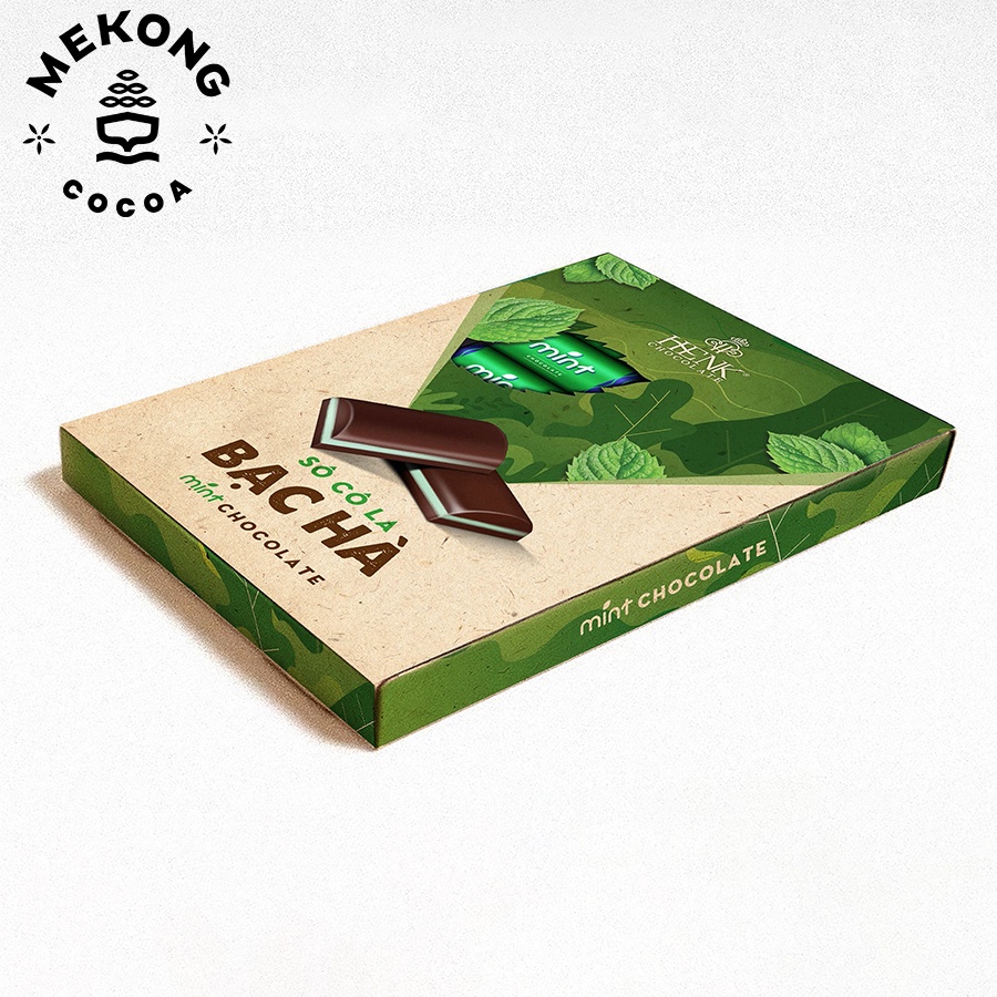 Socola Sữa Nhân Bạc Hà MEKONG CHOCOLATE Thơm Ngon Tươi Mát Hộp 120g - Dark chocolate Peppermint SCL001