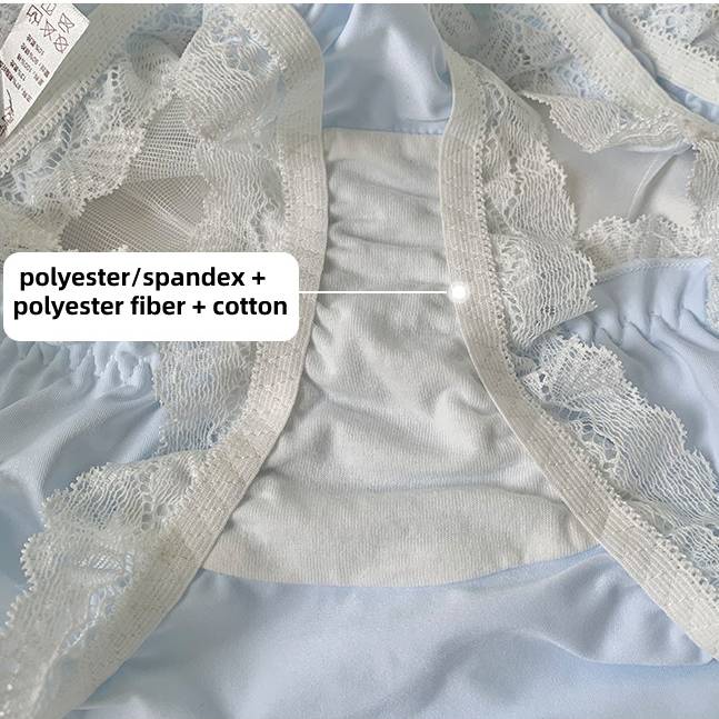 Quần Lót Cotton Lưng Vừa Màu Xanh Dương Phối Ren Phong Cách Lolita Dễ Thương Cho Nữ