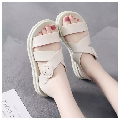 GIÀY SANDAL CAO SU DẺO ĐI ÊM CHÂN-MÀU KEM- KÈM ẢNH THẬT