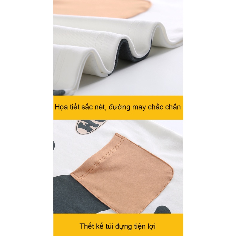 Bộ Mặc Nhà Nữ , Bộ Đồ Ngủ Cổ Tròn Tay Ngắn Chất Cotton Mềm Dễ Thương