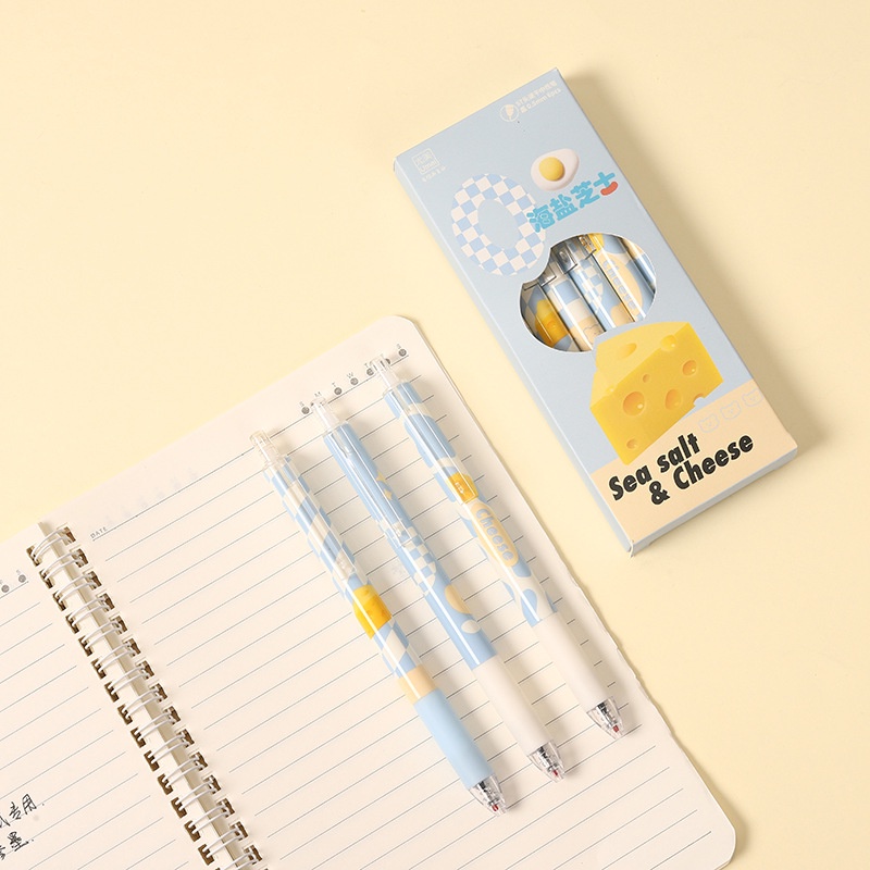 Bút Gel Bấm Mực Đen SeaSalt &amp; Cheese Ngòi Kim Cao Cấp Có Thanh Cài