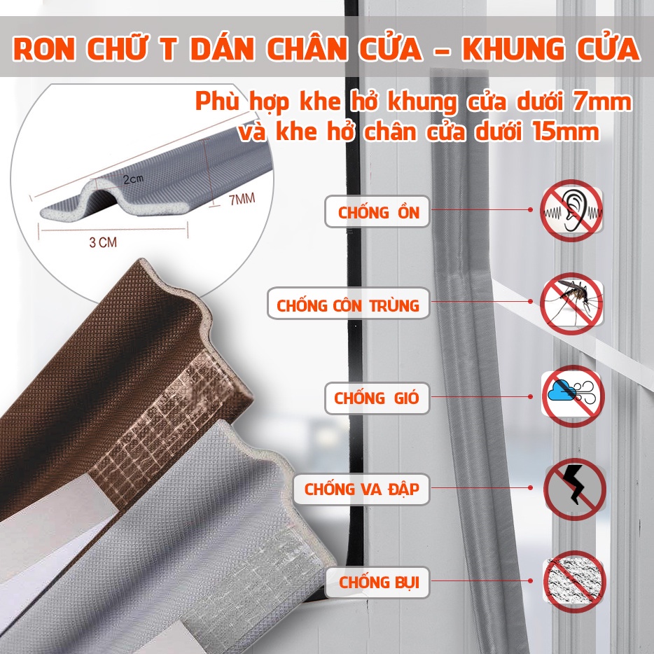 Ron Chặn Khe Cửa Đa Năng, Thanh Dán Khe Hở Giữ Nhiệt Điều Hòa Chống Côn Trùng Ngăn Bụi Tiếng Ồn