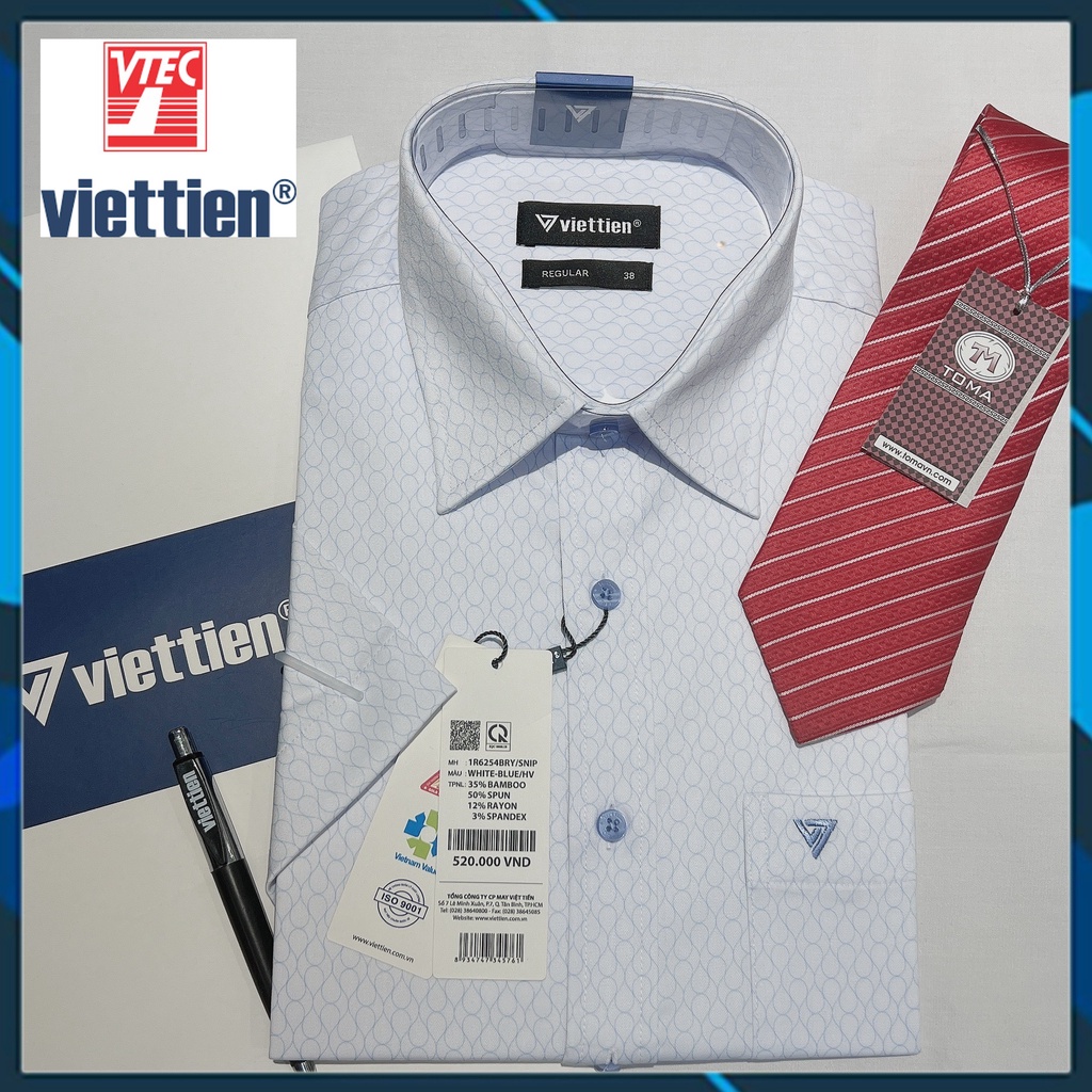 XẢ ÁO LẺ SIZE - Áo sơ mi cộc tay Việt Tiến 6254 họa tiết size 41