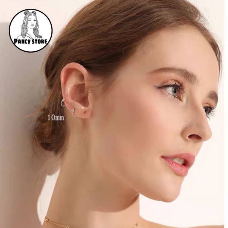 bông tai nam nữ khuyên tai titan tròn bi Unisex