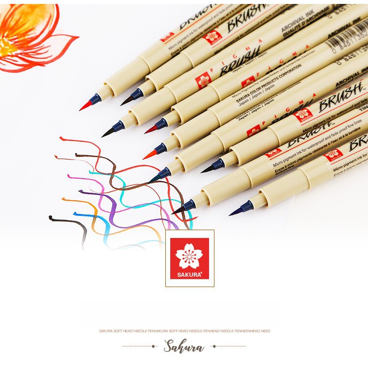 [ TÂM TÂM ]-Bút line Sakura màu size Brush, Bút line Micron màu bán lẻ (Hàng Nhật)-
