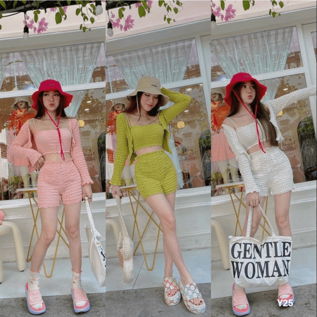 SET ĐỒ NỮ XỐP ( ÁO KHOÁC/ QUẦN ĐÙI/ BARA ), MÀU CỰC NHÃ NHẶN, CỰC XINH, CỰC DỄ CHỊU UP