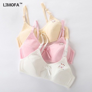 LJMOFA KIDS Áo Ngực Cotton Mềm Mại Thoáng Khí In logo Hoạt Hình 3D Ba Chiều Màu Kẹo Thoải Mái Có Khóa Cài Sau Lưng Cho Bé Gái 8-16 Tuổi Giao Hàng Ngay Lập Phương