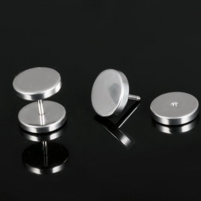 Khuyên tai nam mặt tròn nam nữ LOKI màu bạc đen đơn giản đẹp nhỏ xinh cao cấp cá tính - Hoa Tai Mặt Tròn