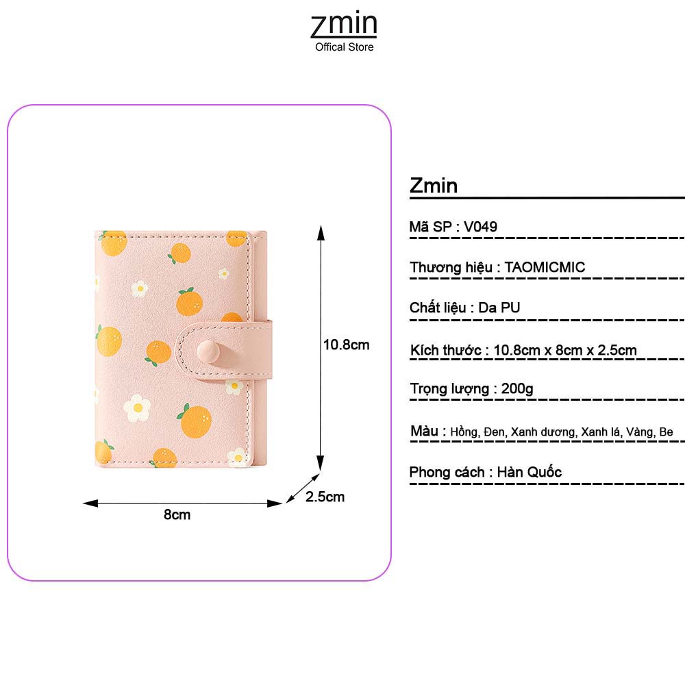 Ví bóp nữ mini cầm tay họa tiết trái cây Zmin, chất liệu da PU cao cấp - V049