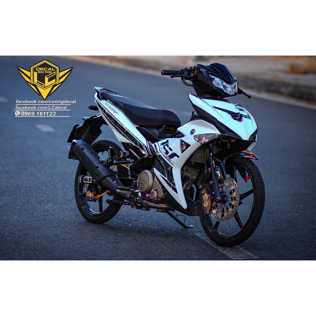 Tem rời exciter 150 y15zr trắng đen xám.