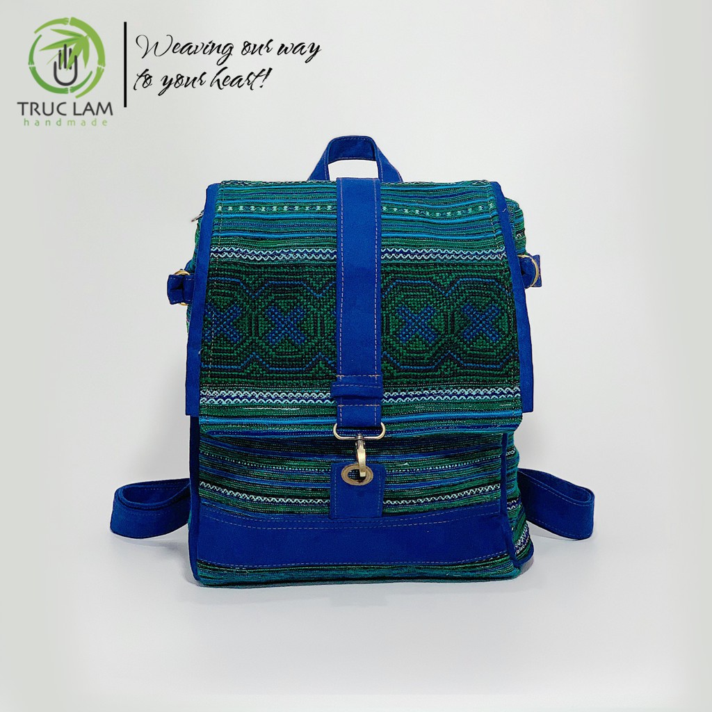 Balo Thời Trang Vải Thổ Cẩm Phối Da Lộn - Trúc Lâm Handmade