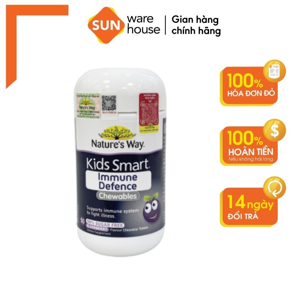 Viên Nhai Cho Bé Nature’s Way Kids Smart Immune Defence Chewables Tăng Cường Miễn Dịch Và Sức Đề Kháng 50 Viên