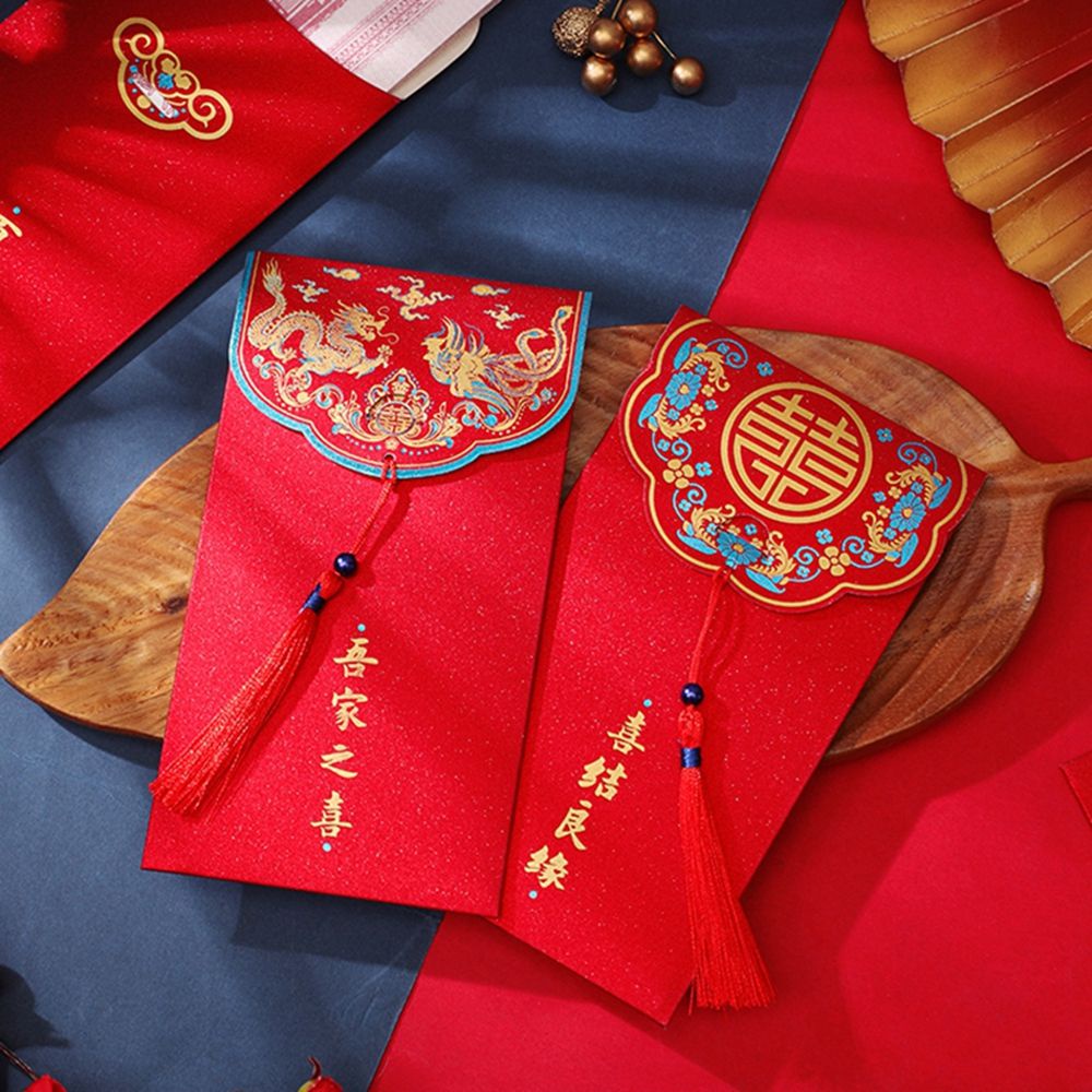 10 Bao lì xì mừng năm mới 2022 màu đỏ phối dây tua đẹp mắt