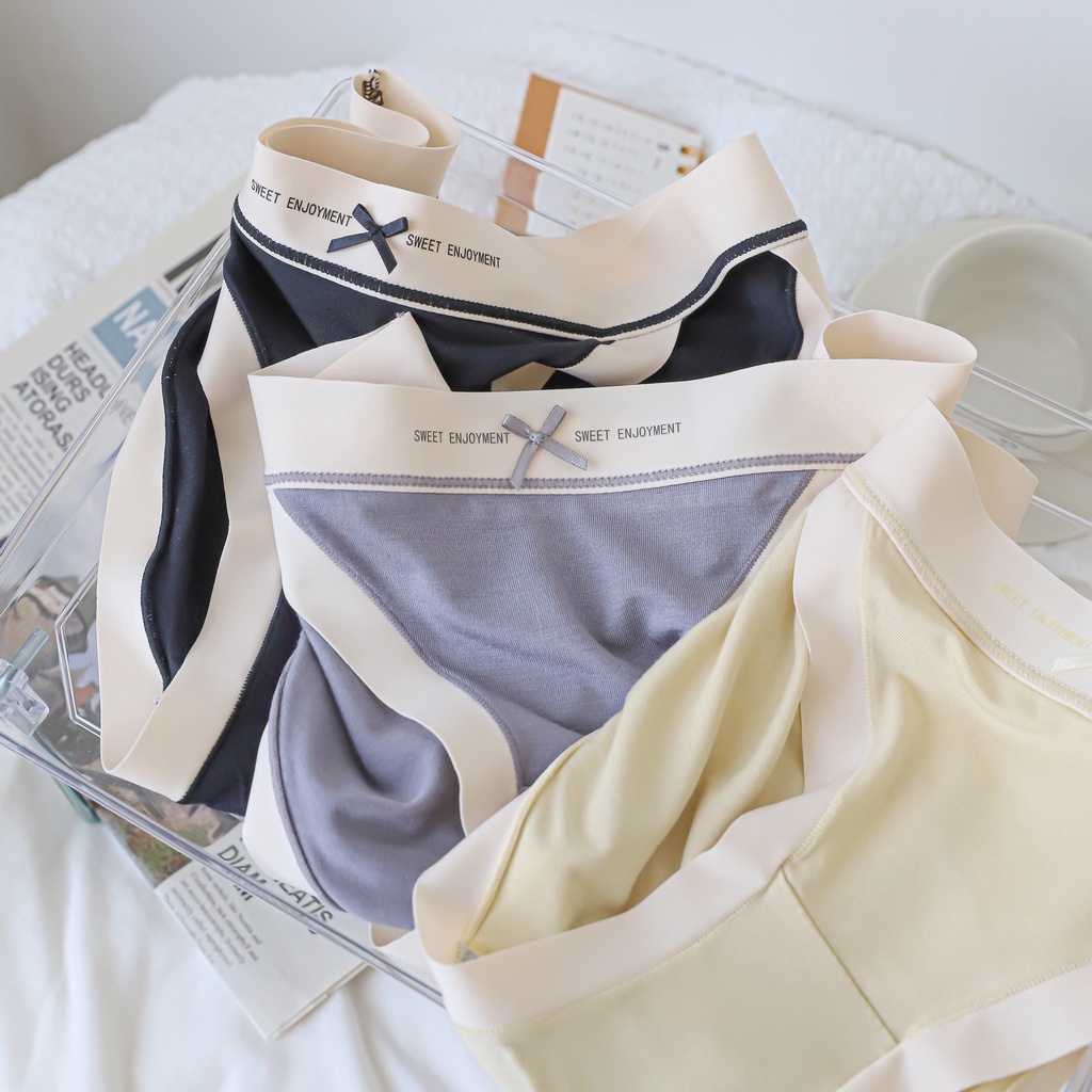 Quần Lót Nữ Cotton Cạp Su Kháng Khuẩn Đính Nơ Lộ Hông Gợi Cảm MS S06
