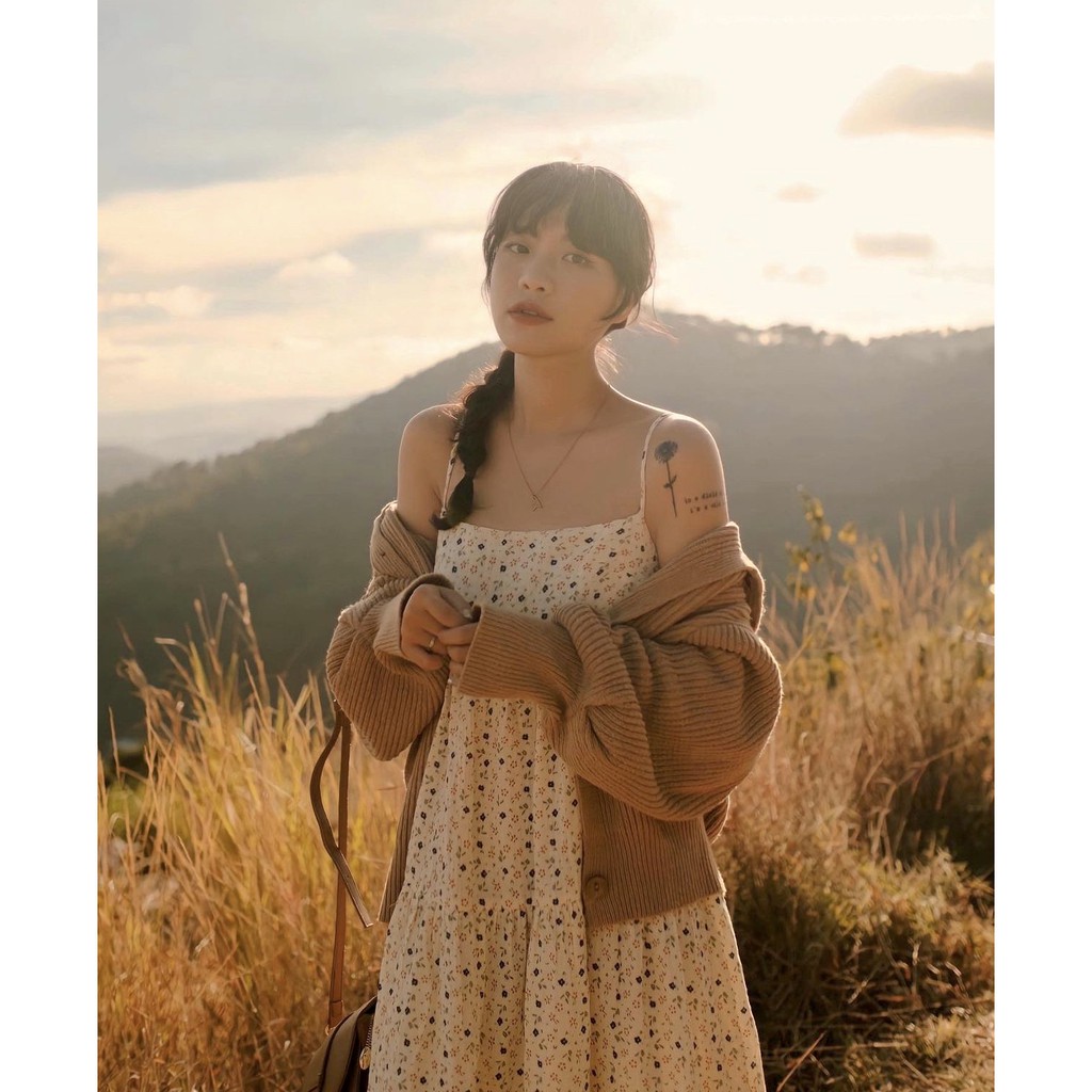 Váy 2 Dây Hoa Vàng Liti Nữ [FREESHIP] 🌸 Đầm maxi đi biển dáng suông dài, babydoll vintage bánh bèo Ulzzang HOT 🌸 | BigBuy360 - bigbuy360.vn