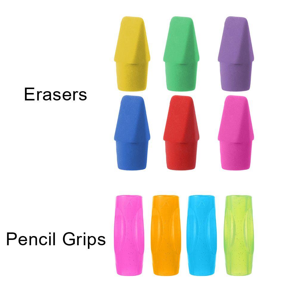 Bộ Gôm Tẩy &amp; Bọc Bút Chì Bằng Silicone Màu Cầu Vồng