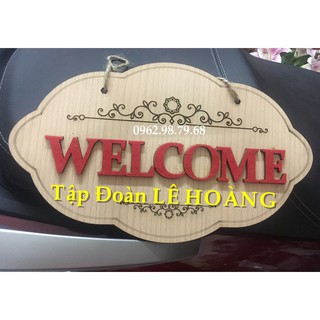 Biển Gỗ 1 Chiếc WELCOME Treo Cửa SHOP Thời Trang Size 22x33Cm